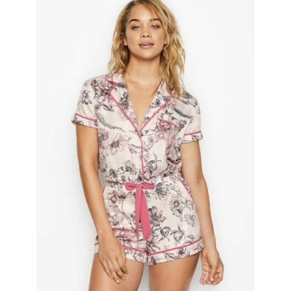 Victoria's Secret Floral Satin Romper - Picture 1 of 9